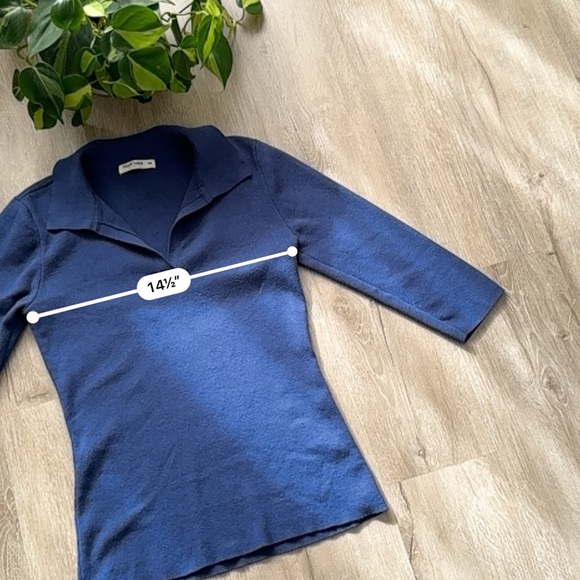 WoolOvers Blue Polo Cashmere Blend Sweater - Picture 4 of 5